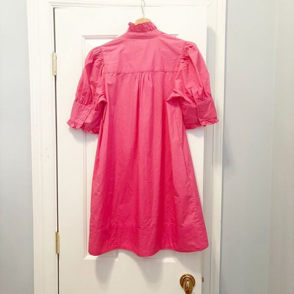 Navyblu Westport Dress Hot Pink Size Small 100% Cotton Popover Ruffle $228.00 - Picture 8 of 10